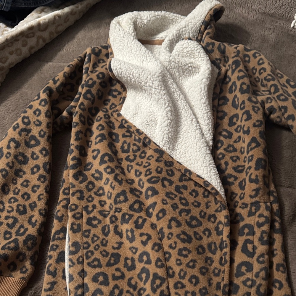 Print Sherpa Lined Long Sweater - Picture 3 of 3
